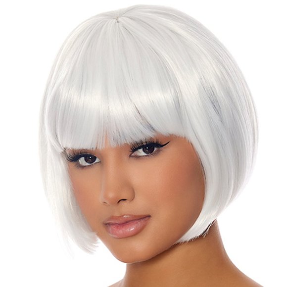 White Bob Wig with Bangs - Picture 1 of 3
